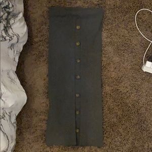 Ribbed buttoned midi skirt